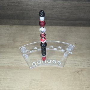 Red and Black Rhinestone Pen with Skull
