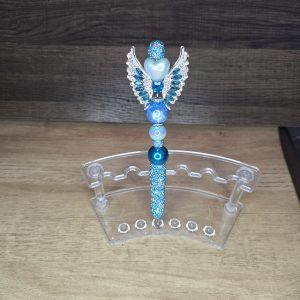 Blue Rhinestone Winged Fancy Pen