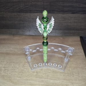 Green Rhinestone Winged Fancy Pen